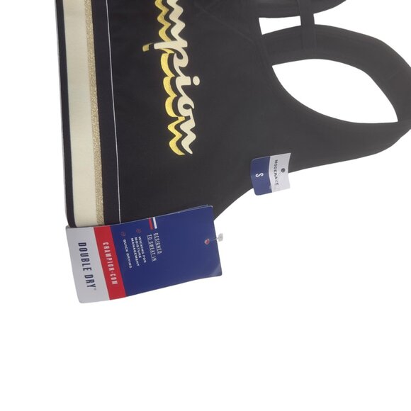 Champion Double Dry Sports Bra With Racerback Design & Gold Logo Size S Black - Picture 9 of 9